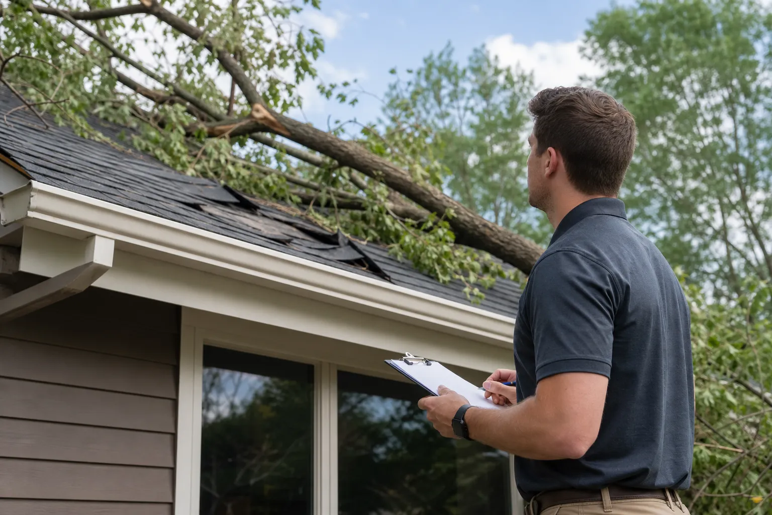 Clear repair after storm debris hits
