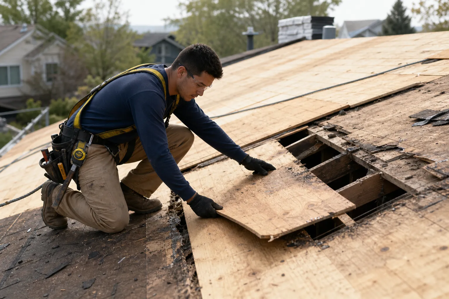 Replace weak roof decking