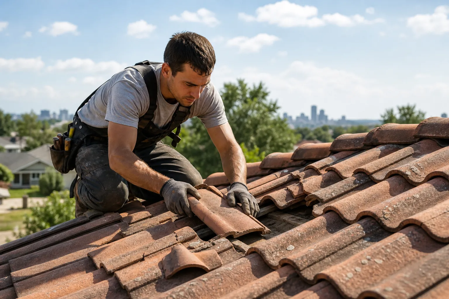 Broken roof tiles