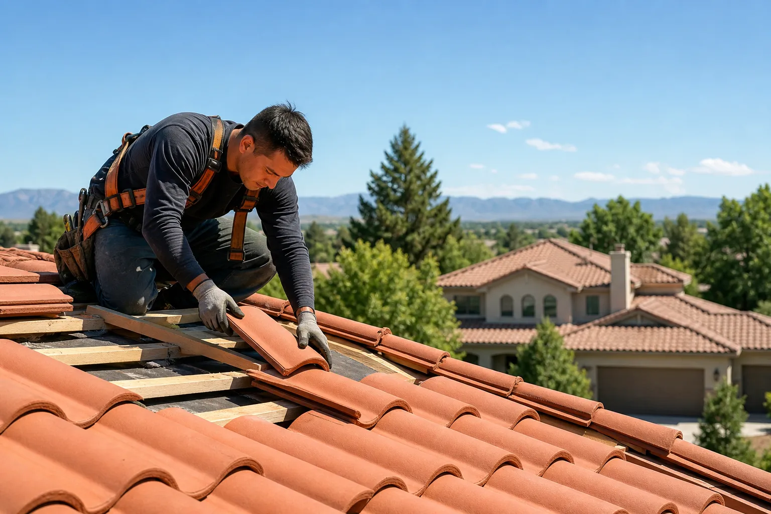 Tile roof installation