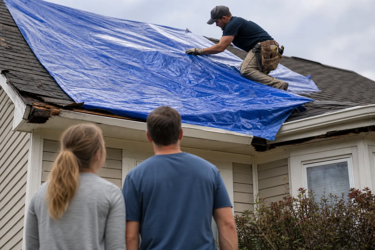 Fast protection after roof storm damage