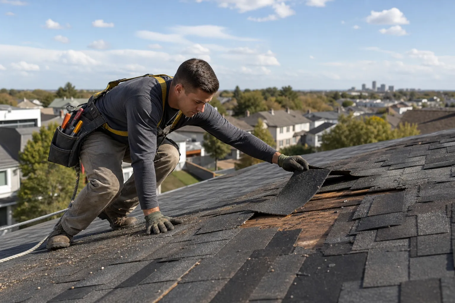 Blown-off shingles