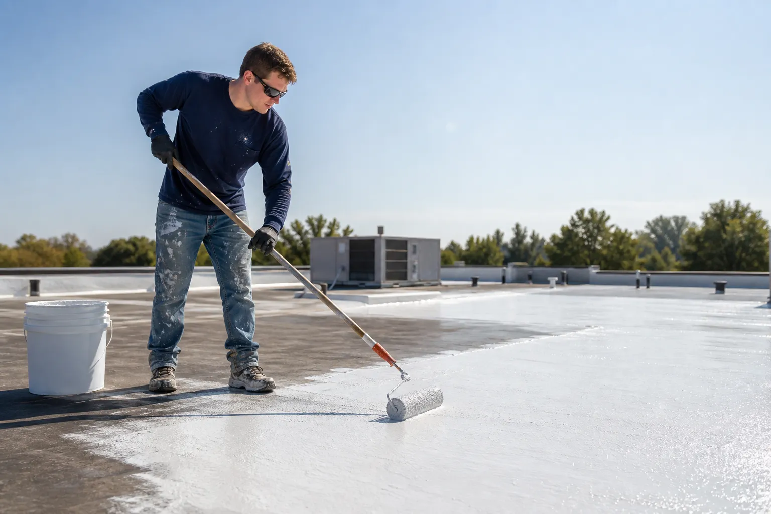 Roof coating for tired flat roofs