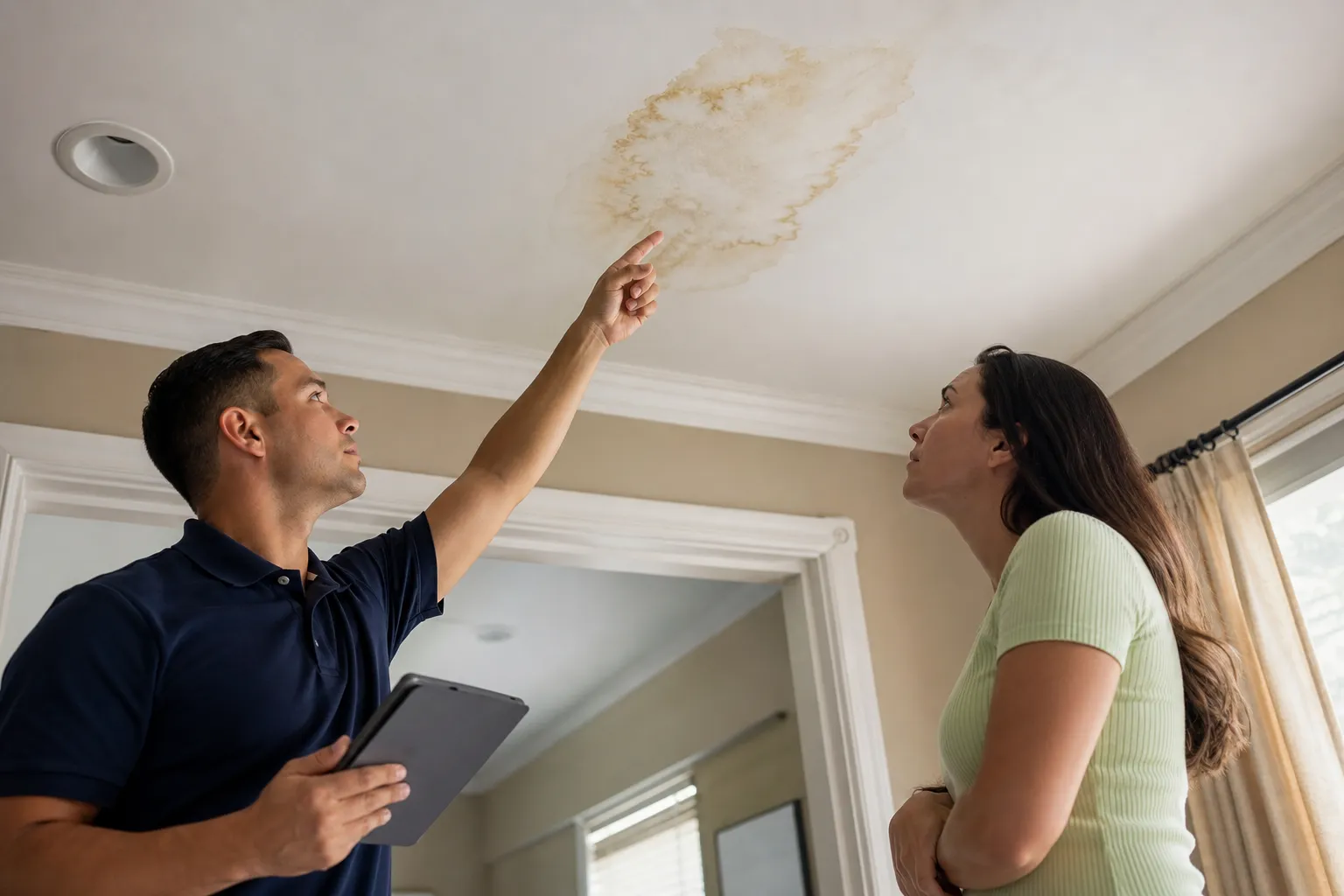 Water stains usually mean roof trouble